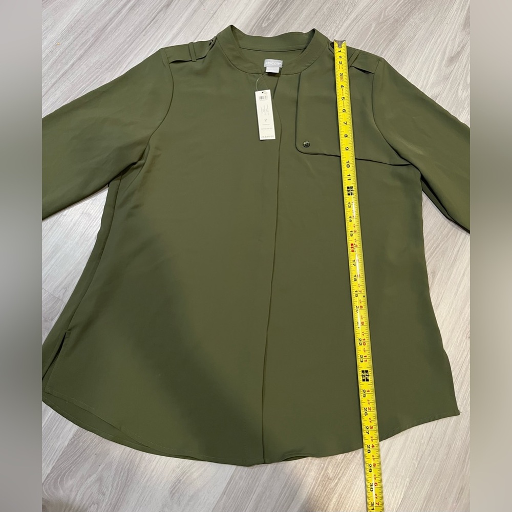 Chico's Olive Button Down Shirt - Picture 5 of 8